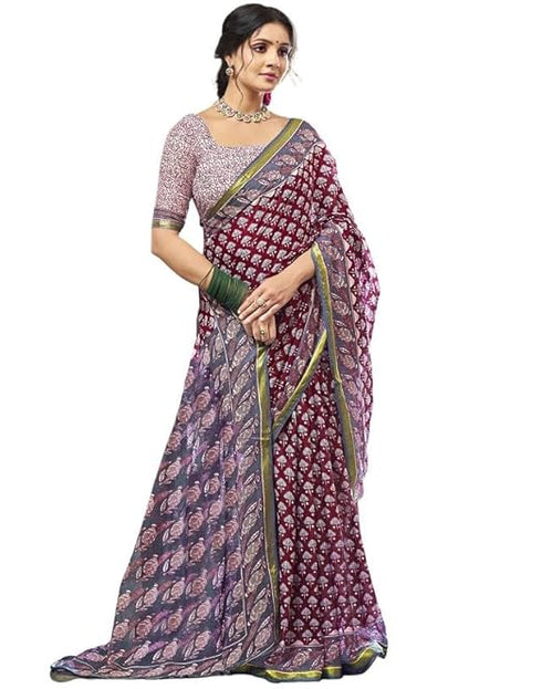 Siril Women'S Pure Cotton Saree | Printed Saree With Unstitched Blouse Piece